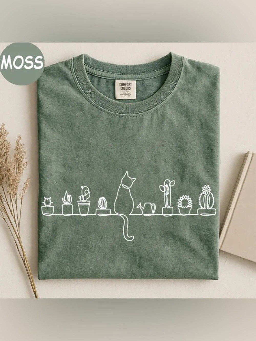 Cute Line Art Cats Plan Mom Shirt, Boho Aesthetic Succulent Gardener T-Shirt